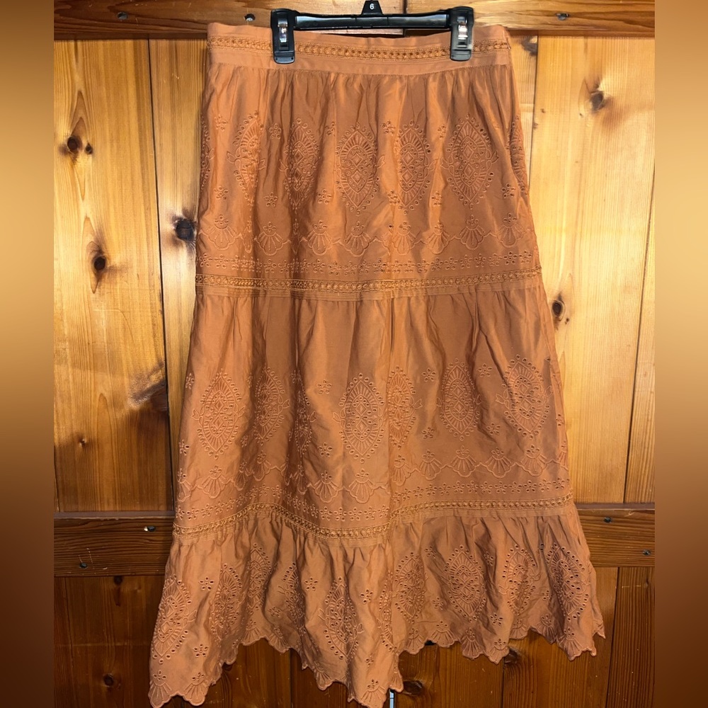 Jason Wu Brown Eyelet Skirt Crop Top Set. NWOT. Large - Picture 2 of 3